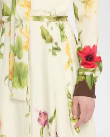 Oscar de la Renta Hibiscus-Print Silk Neck-Scarf Midi Dress With Belt | Thumbnail 4 Oscar de la Renta Hibiscus-Print Silk Neck-Scarf Midi Dress With Belt | Thumbnail 4