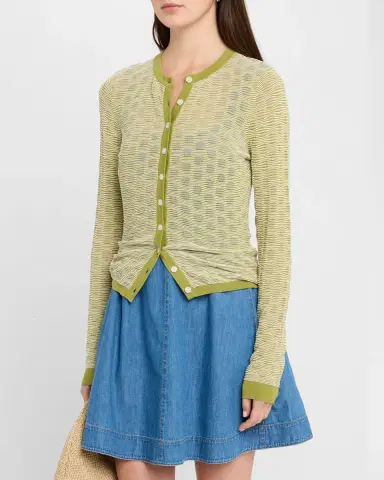 TANYA TAYLOR Tori Sheer Cardigan | Thumbnail 3 TANYA TAYLOR Tori Sheer Cardigan | Thumbnail 3