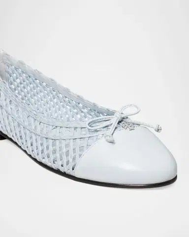 Tory Burch Woven Leather Cap-Toe Ballerina Flats | Thumbnail 2 Tory Burch Woven Leather Cap-Toe Ballerina Flats | Thumbnail 2