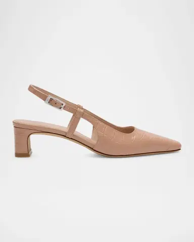 Stuart Weitzman 40mm Baby Babette Croc-Embossed Leather Slingback Pumps | Thumbnail 3 Stuart Weitzman 40mm Baby Babette Croc-Embossed Leather Slingback Pumps | Thumbnail 3