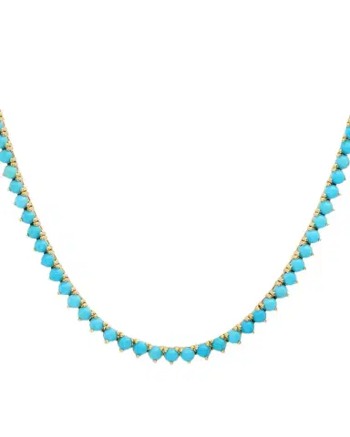 Jennifer Meyer 18K 3-Prong Turquoise Tennis Necklace | Thumbnail 1 Jennifer Meyer 18K 3-Prong Turquoise Tennis Necklace | Thumbnail 1