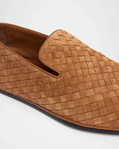 Bottega Veneta Men's Palazzo Intrecciato Suede Loafers | Thumbnail 4 Bottega Veneta Men's Palazzo Intrecciato Suede Loafers | Thumbnail 4