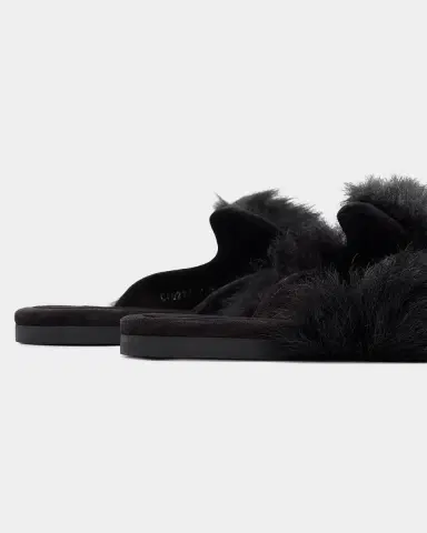 Dolce & Gabbana Logo Tag Shearling Mules | Thumbnail 4 Dolce & Gabbana Logo Tag Shearling Mules | Thumbnail 4