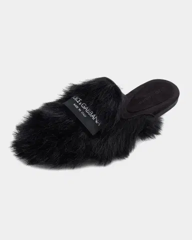 Dolce & Gabbana Logo Tag Shearling Mules | Thumbnail 5 Dolce & Gabbana Logo Tag Shearling Mules | Thumbnail 5