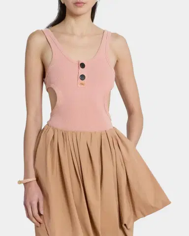Chloé Scoop-Neck Cotton Rib Cutout Tank Top | Thumbnail 3 Chloé Scoop-Neck Cotton Rib Cutout Tank Top | Thumbnail 3