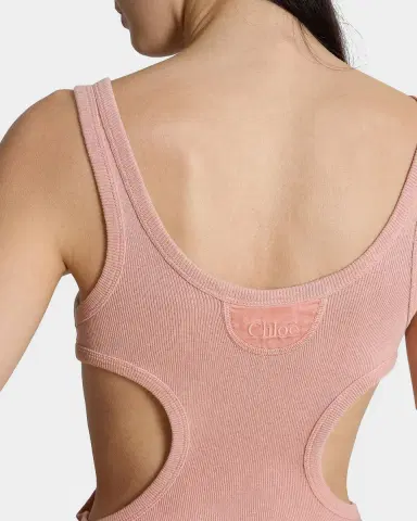 Chloé Scoop-Neck Cotton Rib Cutout Tank Top | Thumbnail 4 Chloé Scoop-Neck Cotton Rib Cutout Tank Top | Thumbnail 4