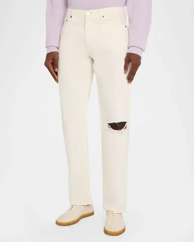 FRAME Men's Ripped-Knee Straight Leg Five-Pocket Jeans | Thumbnail 3 FRAME Men's Ripped-Knee Straight Leg Five-Pocket Jeans | Thumbnail 3
