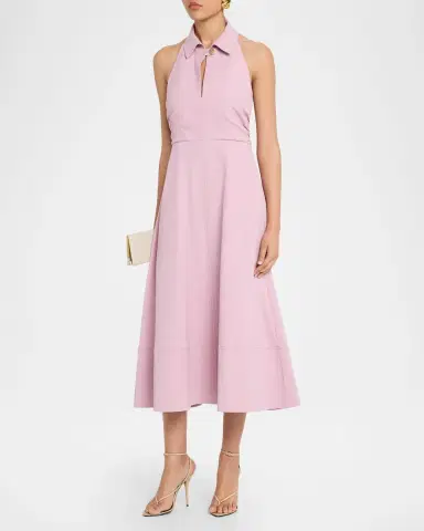Veronica Beard Mackey Seersucker Halter Midi Dress | Thumbnail 3 Veronica Beard Mackey Seersucker Halter Midi Dress | Thumbnail 3