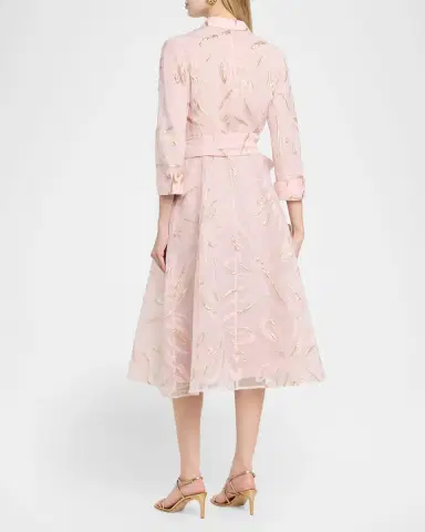 Rickie Freeman for Teri Jon Metallic Floral Organza Jacquard Midi Shirtdress | Thumbnail 2 Rickie Freeman for Teri Jon Metallic Floral Organza Jacquard Midi Shirtdress | Thumbnail 2