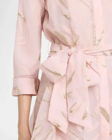 Rickie Freeman for Teri Jon Metallic Floral Organza Jacquard Midi Shirtdress | Thumbnail 4 Rickie Freeman for Teri Jon Metallic Floral Organza Jacquard Midi Shirtdress | Thumbnail 4