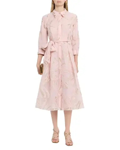 Rickie Freeman for Teri Jon Metallic Floral Organza Jacquard Midi Shirtdress | Thumbnail 1 Rickie Freeman for Teri Jon Metallic Floral Organza Jacquard Midi Shirtdress | Thumbnail 1