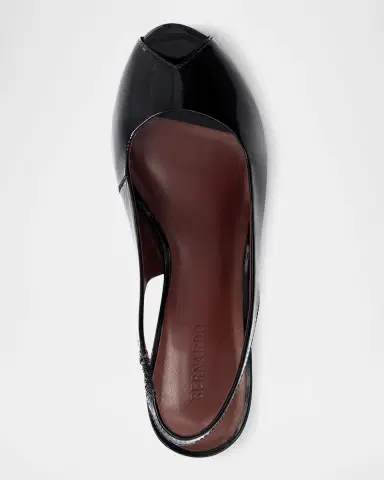 Bernardo Patent Peep-Toe Slingback Pumps | Thumbnail 2 Bernardo Patent Peep-Toe Slingback Pumps | Thumbnail 2