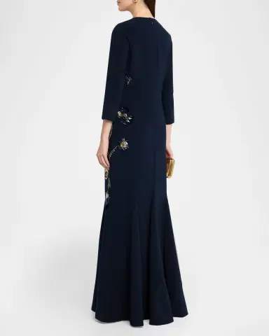 Rickie Freeman for Teri Jon Floral Sequin Godet Gown | Thumbnail 2 Rickie Freeman for Teri Jon Floral Sequin Godet Gown | Thumbnail 2