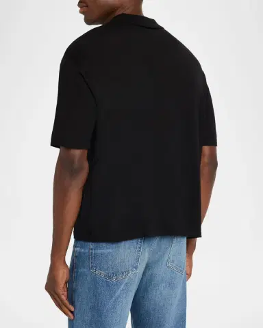 Frame Men's Wool and Cashmere Johnny Collar Short-Sleeve Polo Sweater | Thumbnail 2 Frame Men's Wool and Cashmere Johnny Collar Short-Sleeve Polo Sweater | Thumbnail 2