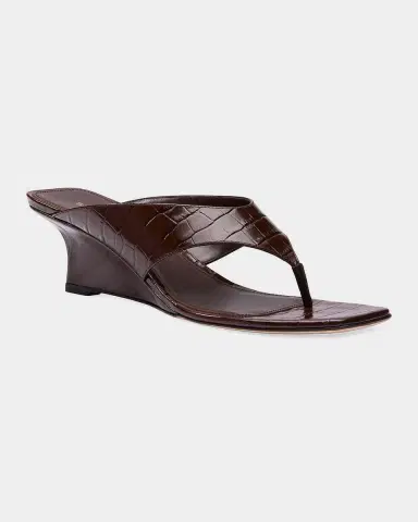 Stuart Weitzman Vinnie 50mm Croc-Embossed Leather Wedge Thong Sandals | Thumbnail 2 Stuart Weitzman Vinnie 50mm Croc-Embossed Leather Wedge Thong Sandals | Thumbnail 2