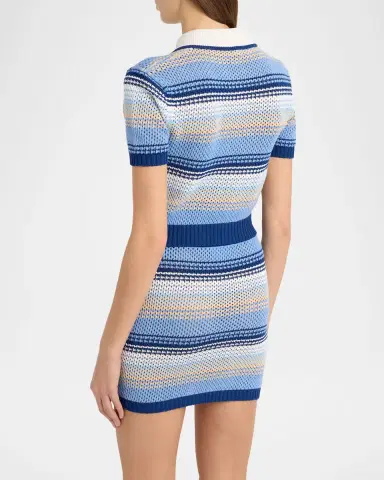 Amiri Striped Crochet Mesh Polo Shirt | Thumbnail 2 Amiri Striped Crochet Mesh Polo Shirt | Thumbnail 2