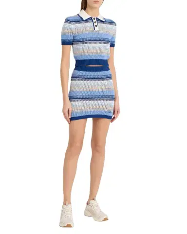 Amiri Striped Crochet Mesh Polo Shirt | Thumbnail 1 Amiri Striped Crochet Mesh Polo Shirt | Thumbnail 1