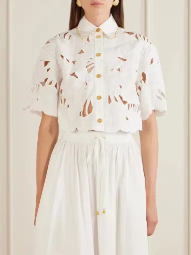 Zimmermann Mahon Cropped Embroidered Cotton Top | Thumbnail 3 Zimmermann Mahon Cropped Embroidered Cotton Top | Thumbnail 3