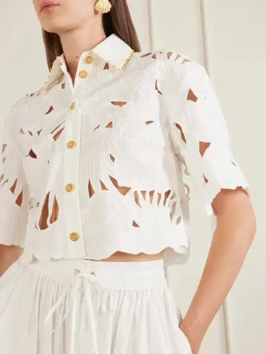 Zimmermann Mahon Cropped Embroidered Cotton Top | Thumbnail 5 Zimmermann Mahon Cropped Embroidered Cotton Top | Thumbnail 5