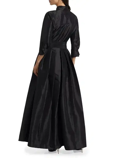 SIMKHAI Women's Julip Sateen Belted Shirt Gown - Black | Thumbnail 5 SIMKHAI Women's Julip Sateen Belted Shirt Gown - Black | Thumbnail 5