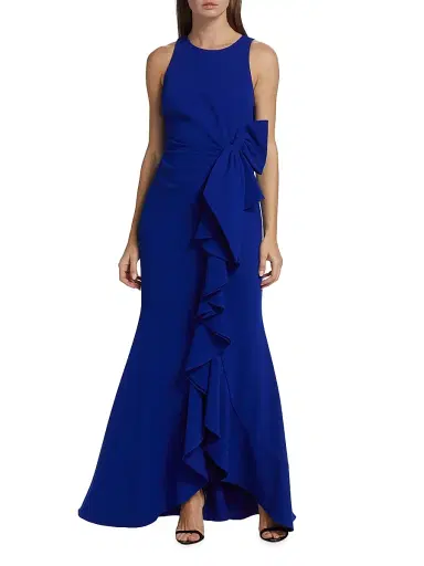 BADGLEY MISCHKA Women's Odessa Ruffle Floor-Length Gown - Ultra Violet - Size 2 | Thumbnail 2 BADGLEY MISCHKA Women's Odessa Ruffle Floor-Length Gown - Ultra Violet - Size 2 | Thumbnail 2