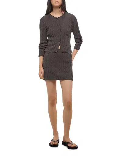 Helmut Lang Women's Cable-Knit Crop Cardigan - Gravel | Thumbnail 2 Helmut Lang Women's Cable-Knit Crop Cardigan - Gravel | Thumbnail 2