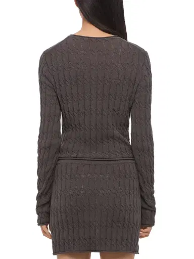 Helmut Lang Women's Cable-Knit Crop Cardigan - Gravel | Thumbnail 5 Helmut Lang Women's Cable-Knit Crop Cardigan - Gravel | Thumbnail 5