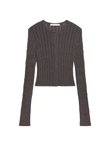 Helmut Lang Women's Cable-Knit Crop Cardigan - Gravel | Thumbnail 1 Helmut Lang Women's Cable-Knit Crop Cardigan - Gravel | Thumbnail 1