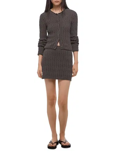 Helmut Lang Women's Cable-Knit Cotton-Blend Miniskirt - Gravel | Thumbnail 2 Helmut Lang Women's Cable-Knit Cotton-Blend Miniskirt - Gravel | Thumbnail 2