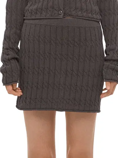 Helmut Lang Women's Cable-Knit Cotton-Blend Miniskirt - Gravel | Thumbnail 3 Helmut Lang Women's Cable-Knit Cotton-Blend Miniskirt - Gravel | Thumbnail 3