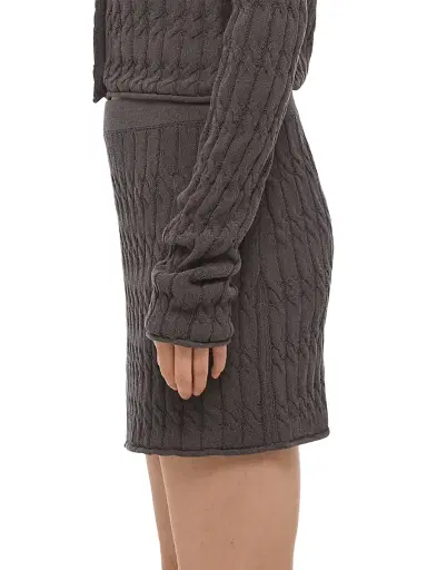 Helmut Lang Women's Cable-Knit Cotton-Blend Miniskirt - Gravel | Thumbnail 4 Helmut Lang Women's Cable-Knit Cotton-Blend Miniskirt - Gravel | Thumbnail 4
