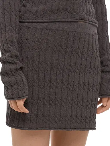 Helmut Lang Women's Cable-Knit Cotton-Blend Miniskirt - Gravel | Thumbnail 6 Helmut Lang Women's Cable-Knit Cotton-Blend Miniskirt - Gravel | Thumbnail 6
