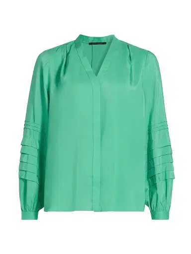 Kobi Halperin Women's Laguna Cotton-Blend Pleated Blouse - Parakeet | Thumbnail 1 Kobi Halperin Women's Laguna Cotton-Blend Pleated Blouse - Parakeet | Thumbnail 1