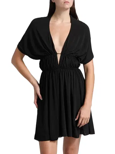 ALAIA Women's Hooded V-Neck Minidress - Noir Alaia | Thumbnail 3 ALAIA Women's Hooded V-Neck Minidress - Noir Alaia | Thumbnail 3