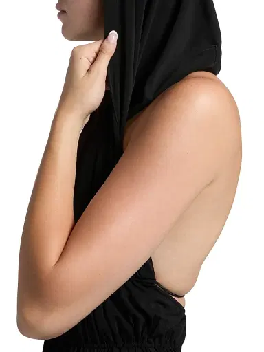 ALAIA Women's Hooded V-Neck Minidress - Noir Alaia | Thumbnail 7 ALAIA Women's Hooded V-Neck Minidress - Noir Alaia | Thumbnail 7