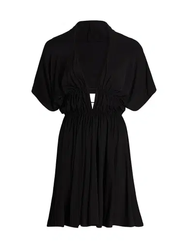 ALAIA Women's Hooded V-Neck Minidress - Noir Alaia | Thumbnail 1 ALAIA Women's Hooded V-Neck Minidress - Noir Alaia | Thumbnail 1