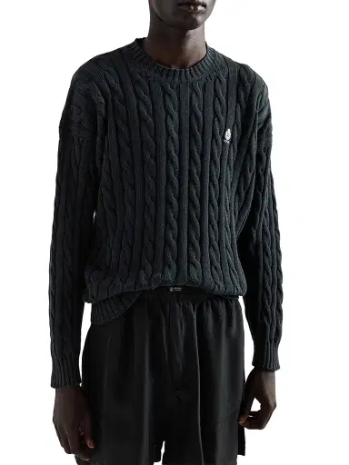 Prada Men's Cotton Crewneck Sweater - Black | Thumbnail 3 Prada Men's Cotton Crewneck Sweater - Black | Thumbnail 3
