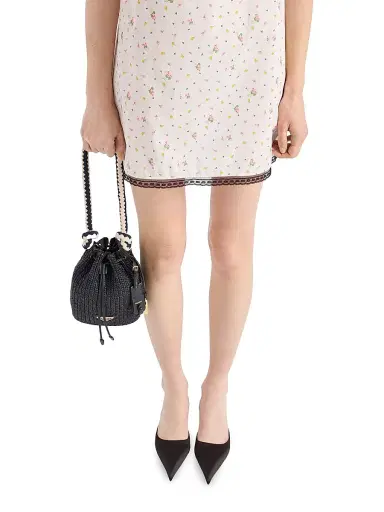 Prada Women's Floral Print Cotton Batiste Mini-Dress - White | Thumbnail 4 Prada Women's Floral Print Cotton Batiste Mini-Dress - White | Thumbnail 4