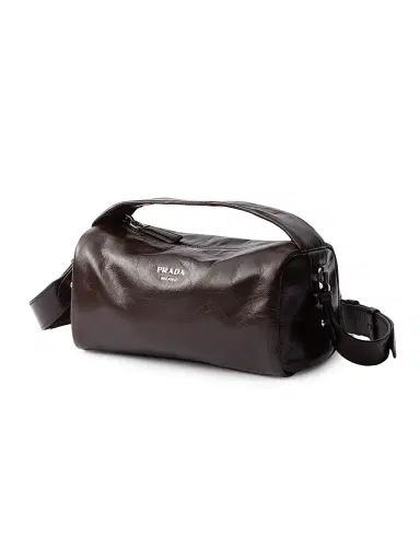 Prada Men's Leather Shoulder Bag - Brown | Thumbnail 3 Prada Men's Leather Shoulder Bag - Brown | Thumbnail 3