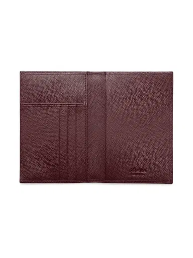 Prada Men's Saffiano Leather Passport Holder - Dark Red | Thumbnail 2 Prada Men's Saffiano Leather Passport Holder - Dark Red | Thumbnail 2