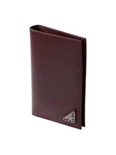 Prada Men's Saffiano Leather Passport Holder - Dark Red | Thumbnail 4 Prada Men's Saffiano Leather Passport Holder - Dark Red | Thumbnail 4