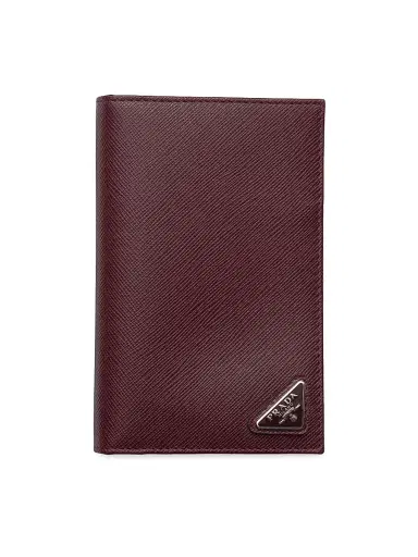 Prada Men's Saffiano Leather Passport Holder - Dark Red | Thumbnail 1 Prada Men's Saffiano Leather Passport Holder - Dark Red | Thumbnail 1