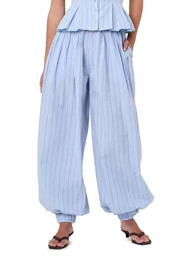 NICHOLAS Women's Liselle Striped Cotton Seersucker Balloon Pants - Blue Multi Stripe | Thumbnail 3 NICHOLAS Women's Liselle Striped Cotton Seersucker Balloon Pants - Blue Multi Stripe | Thumbnail 3