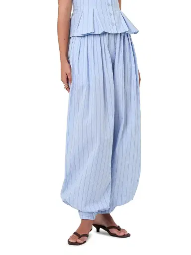 NICHOLAS Women's Liselle Striped Cotton Seersucker Balloon Pants - Blue Multi Stripe | Thumbnail 4 NICHOLAS Women's Liselle Striped Cotton Seersucker Balloon Pants - Blue Multi Stripe | Thumbnail 4