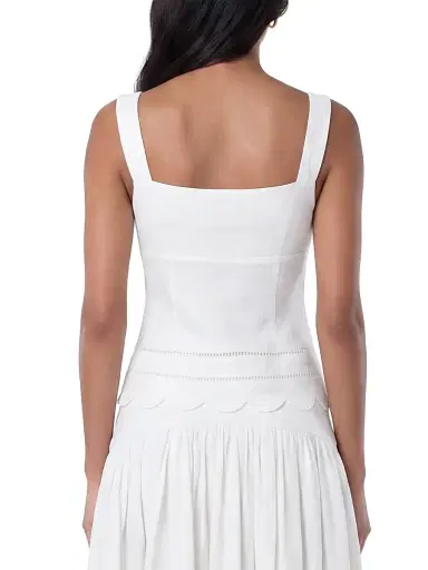 NICHOLAS Women's Ebba Linen Latice-Trim Babydoll Top - | Thumbnail 4 NICHOLAS Women's Ebba Linen Latice-Trim Babydoll Top - | Thumbnail 4
