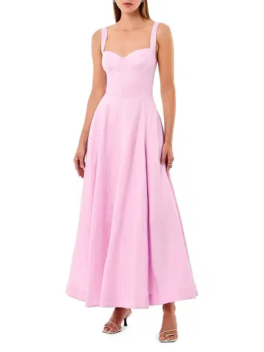 NICHOLAS Women's Anya Panelled Linen A-Line Maxi Dress - Rose | Thumbnail 2 NICHOLAS Women's Anya Panelled Linen A-Line Maxi Dress - Rose | Thumbnail 2