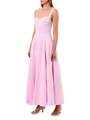 NICHOLAS Women's Anya Panelled Linen A-Line Maxi Dress - Rose | Thumbnail 3 NICHOLAS Women's Anya Panelled Linen A-Line Maxi Dress - Rose | Thumbnail 3