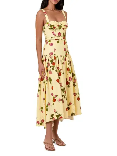 NICHOLAS Women's Drenica Floral Drop-Waist Linen-Blend Midi-Dress - Fallen Roses | Thumbnail 3 NICHOLAS Women's Drenica Floral Drop-Waist Linen-Blend Midi-Dress - Fallen Roses | Thumbnail 3