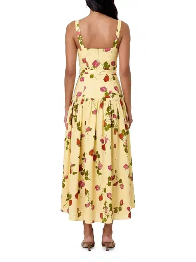 NICHOLAS Women's Drenica Floral Drop-Waist Linen-Blend Midi-Dress - Fallen Roses | Thumbnail 4 NICHOLAS Women's Drenica Floral Drop-Waist Linen-Blend Midi-Dress - Fallen Roses | Thumbnail 4