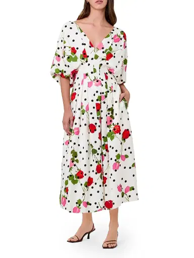 NICHOLAS Women's Vicky Polka Dot & Floral A-Line Midi-Dress | Thumbnail 3 NICHOLAS Women's Vicky Polka Dot & Floral A-Line Midi-Dress | Thumbnail 3